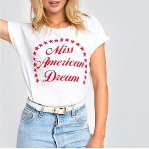 Wildfox Miss American Dream Tee White with Red Stars Patriotic Size Medium NWT